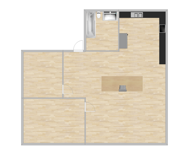 Floor plan for 2 beds, 1 bath, 850 sqft
